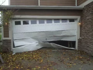 crashed garage door