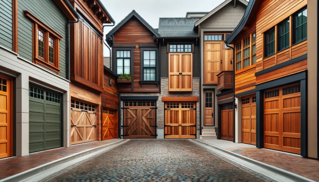 Selection of traditional wood garage doors