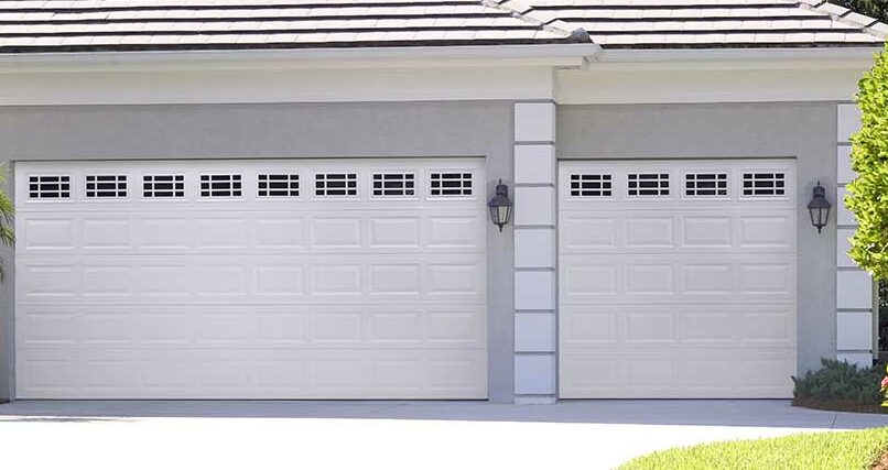 Traditional H Short Panel Glazed True White Steel Double And Single Garage Door - Amaar Garage Door