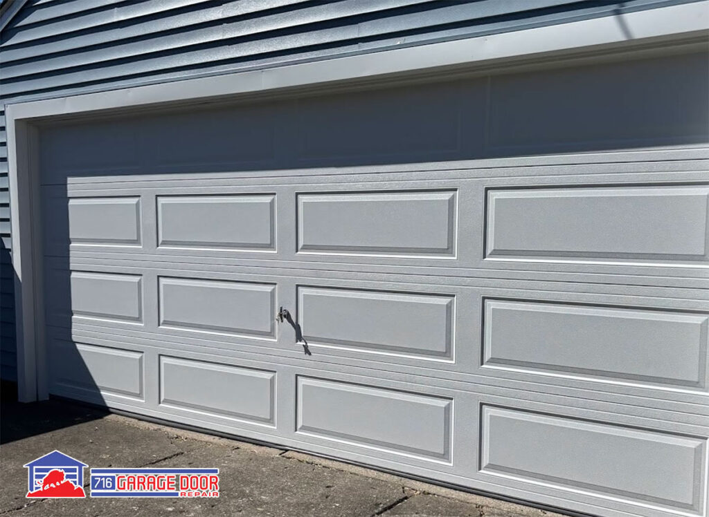 large classic white garage door installed