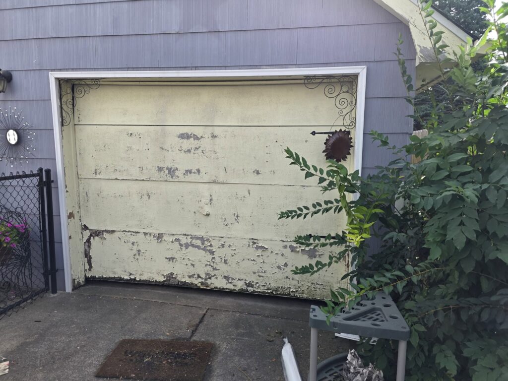 old worn garage door